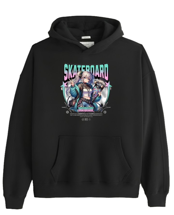 RANDOM ANIME GIRL Oversize Hoodie Black 9