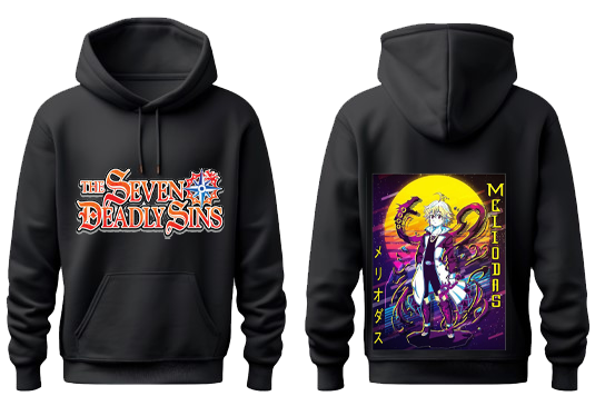 Anime Nanatsu no taizai seven deadly sins Oversize Hoodie Black Back 9