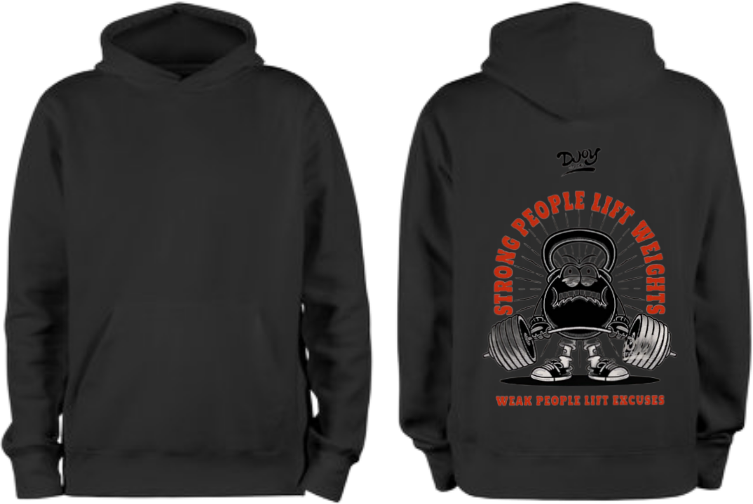 Strong People Lift Weights One Size hoodie Black Back 9