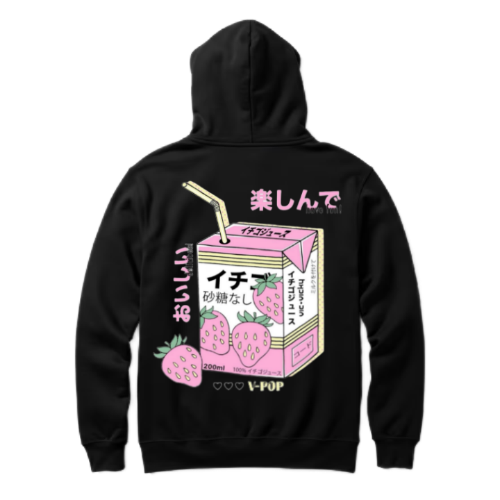 kawaii One Size hoodie Black Back 9