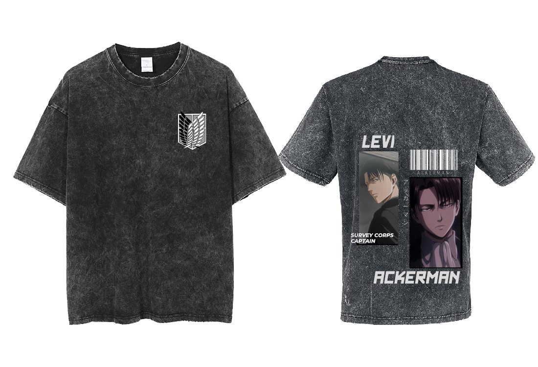 Anime Attack on titan shingeki no kyojin eren levi mikasa Aot Oversize t- shirt Washd acid back 9