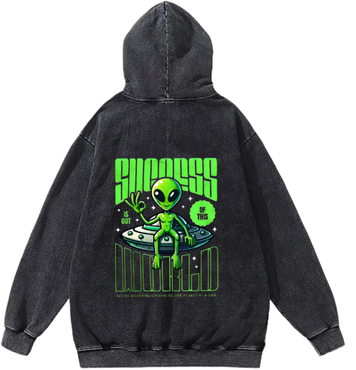 aliens Oversize Hoodie Washed gray Back 9