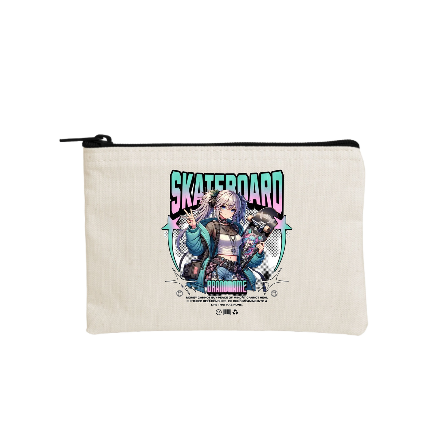 RANDOM ANIME GIRL wallet pencil case Beige 16