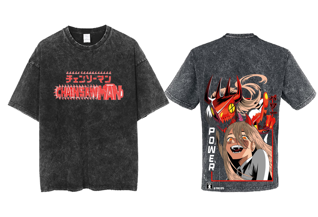 Chainsaw Man t- shirt One Size Washed Back 7