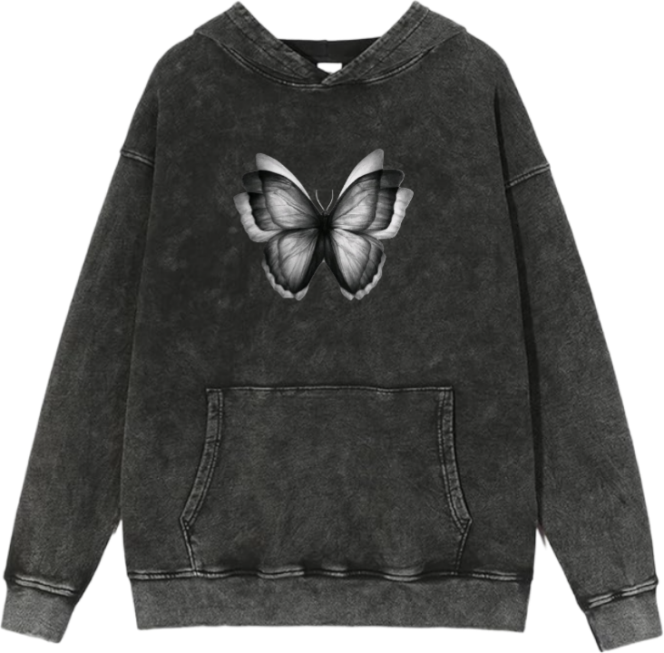Butterfly Over Size hoodie Washed 9