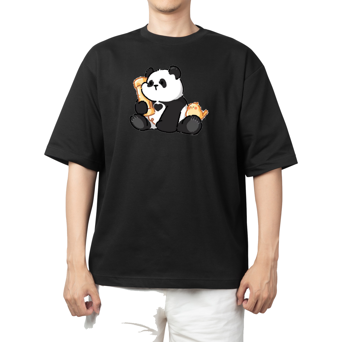 PANDA One Size t- shirt Black 22
