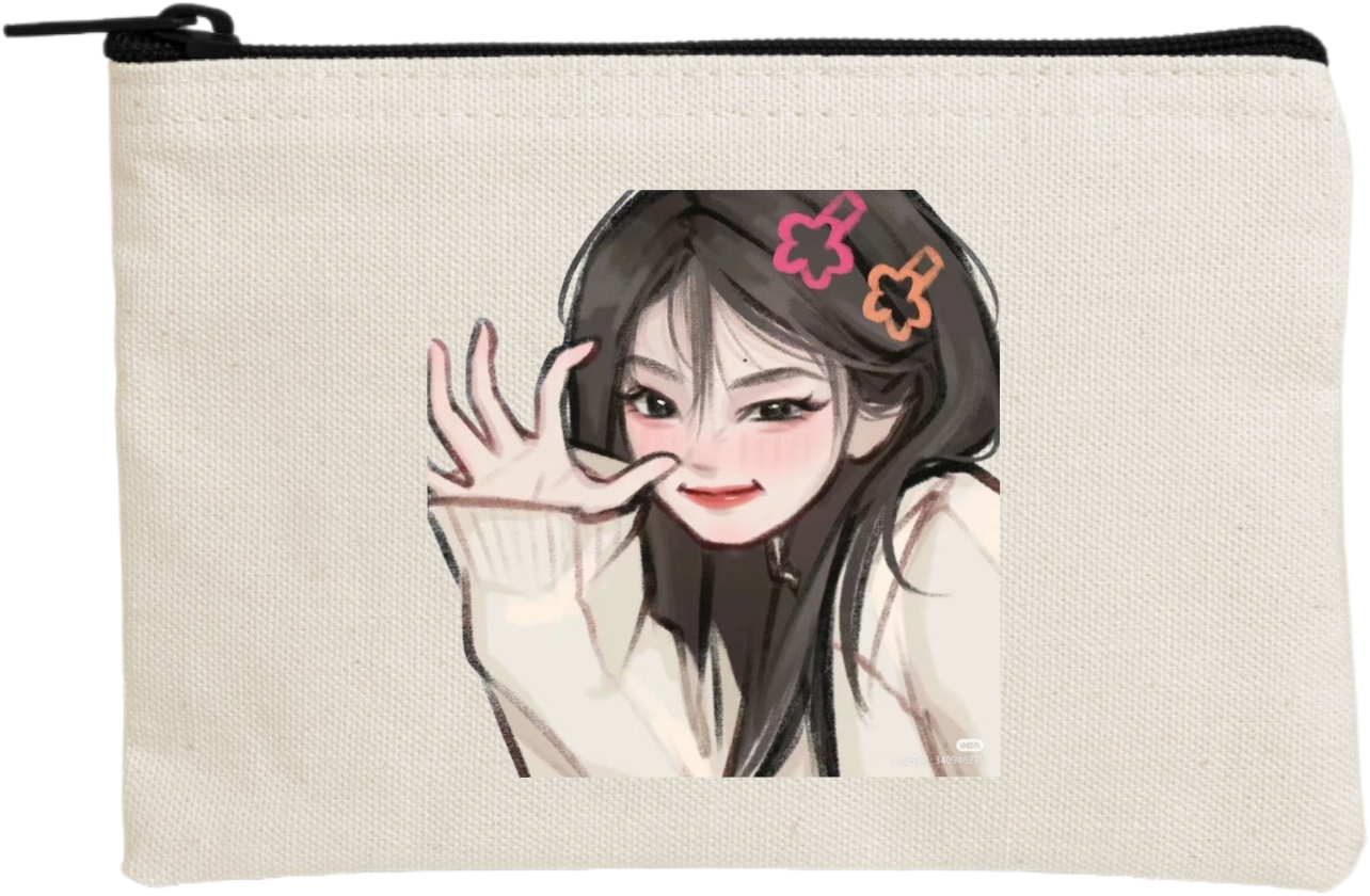 RANDOM ANIME GIRL wallet pencil case Beige 1