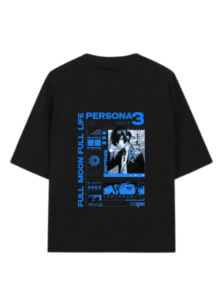Persona 3 T-Shirt, Oversized Black Back 2