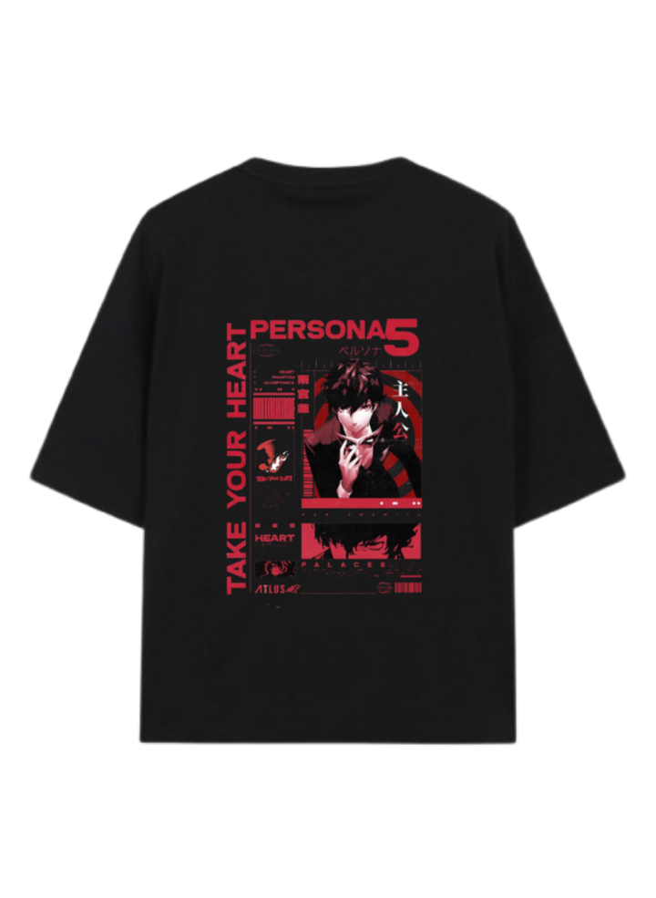 Persona 5 T-Shirt, Oversized Black Back 3