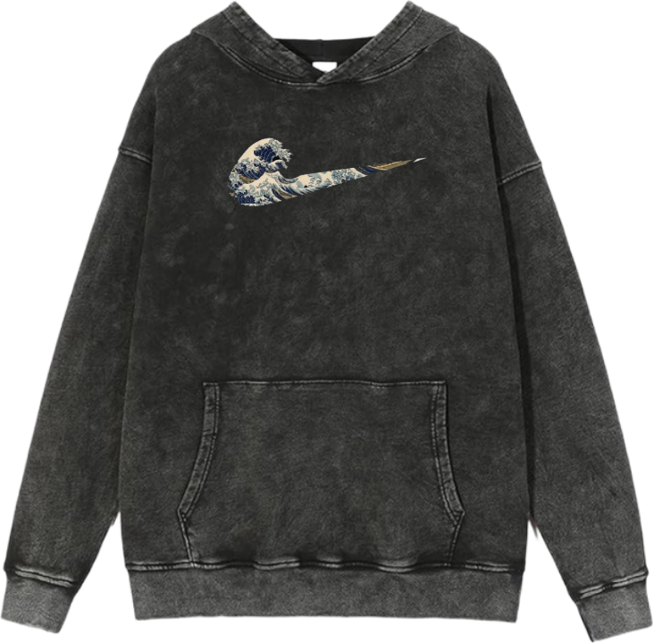 The Great Wave off Kanagawa hoodie Over Size Washed