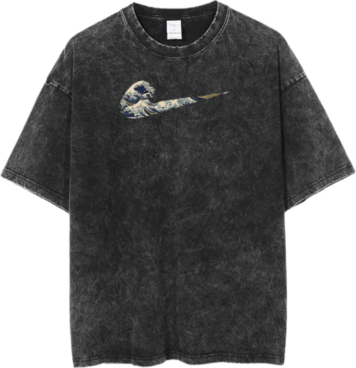 The Great Wave off Kanagawa T-Shirt Oversized Washed