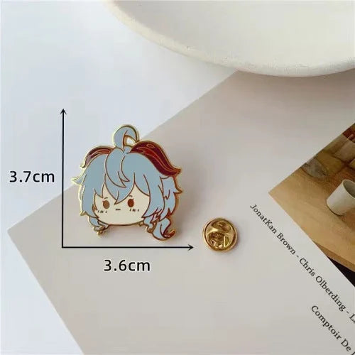 Game Genshin Impact Brooch Ganyu Zhongli Xiao Keqing Metal Cute