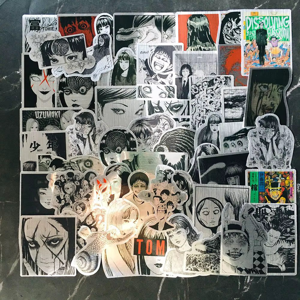 10/30/50pcs Laser Cool Anime Tomie Stickers Horror Junji Ito Manga Sticker for Scrapbook Guitar Suitcase Cartoon Graffiti Decal