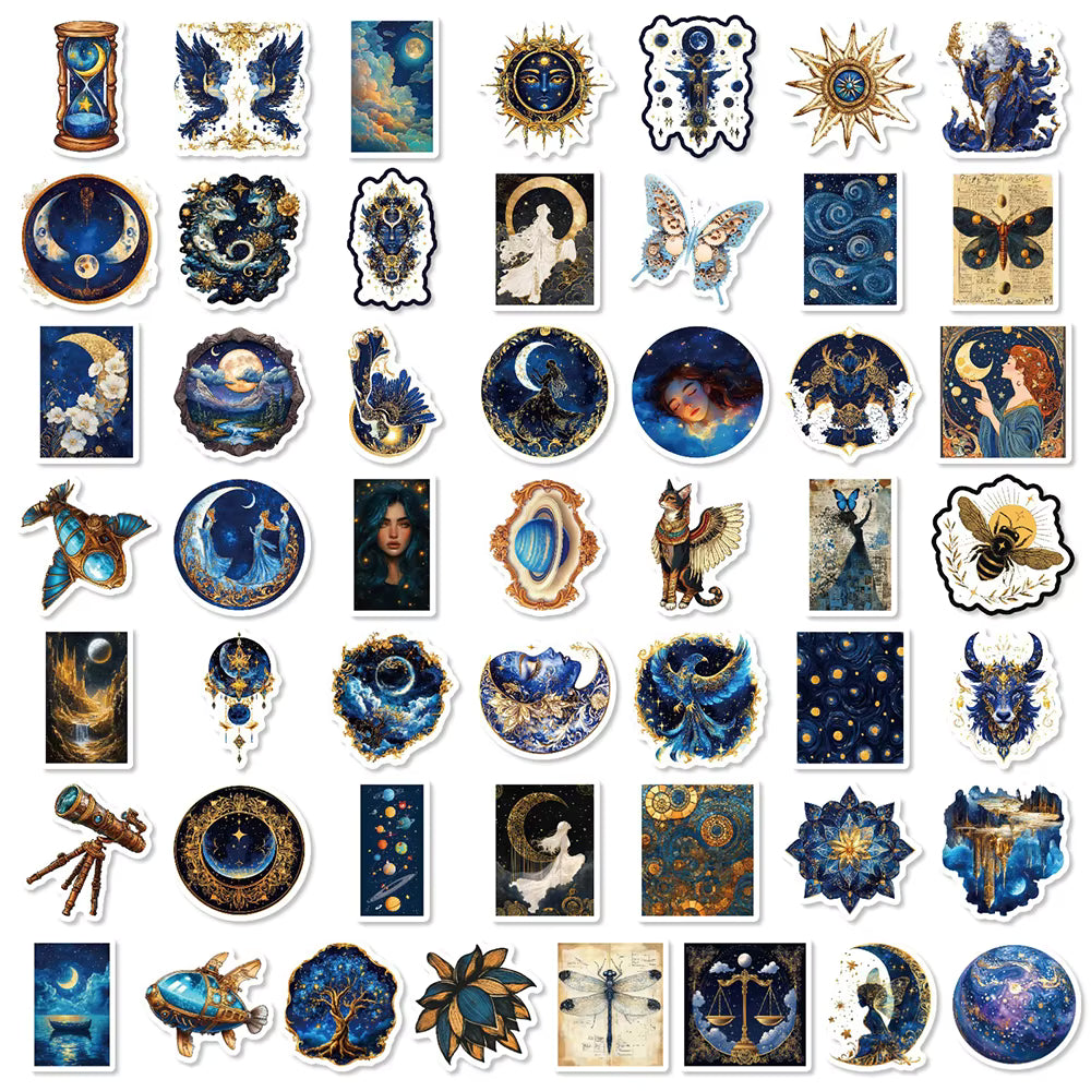 10/30/50pcs Mysterious Astronomy Universe Stickers Cool Galaxy Moon Cartoon Sticker DIY Suitcase Phone Aesthetic Graffiti Decals