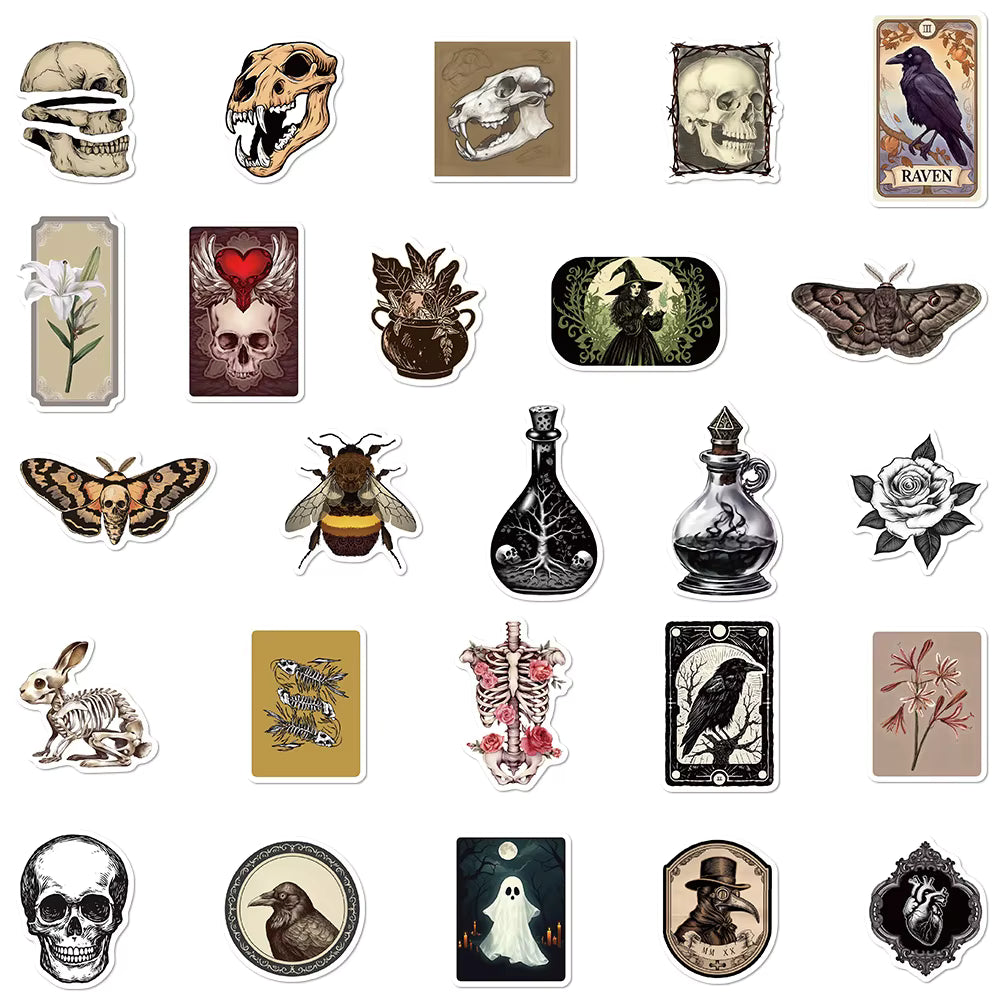 10/30/50pcs Gothic Dark Romance Witch Skull Graffiti Stickers DIY Notebook Phone Stationery Suitcase Cool Waterproof Sticker Toy