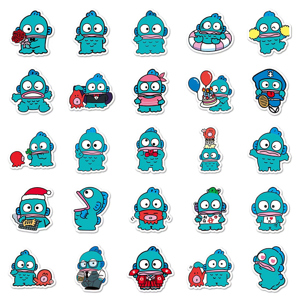 10/30/50pcs Sanrio Cartoon Ugly Fish Hangyodon Graffiti Stickers DIY Skateboard Luggage Phone Guitar Cute Decoration Sticker Toy