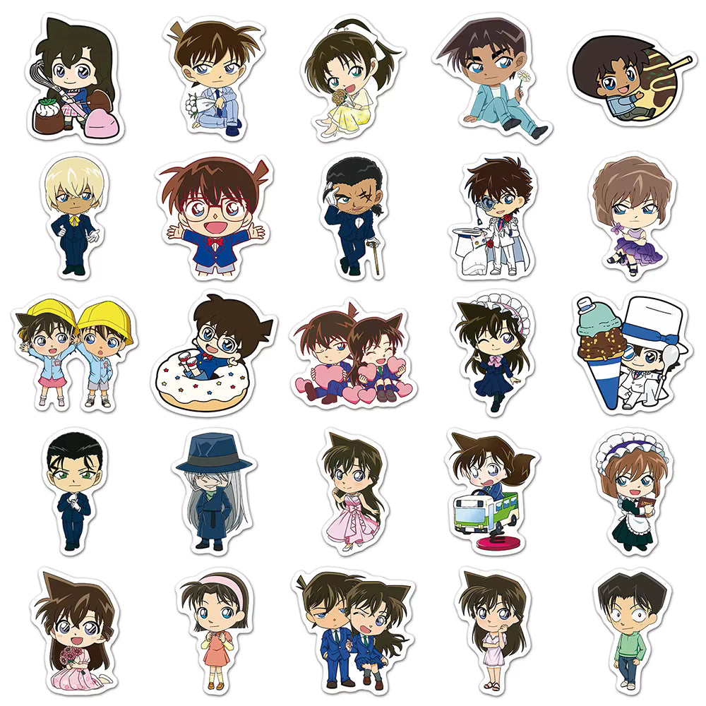 10/30/50pcs Q Version Anime Detective Conan Stickers Kawaii Graffiti Sticker Waterproof DIY Helmet Notebook Cute PVC Decals Pack