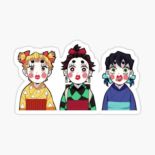 Demon Slayer Tanjiro Zenitsu Inosuke Disguise Anime Sticker - Funny Entertainment District Vinyl Decal for Laptop, Water Bottle, Journal, and Phone Case
