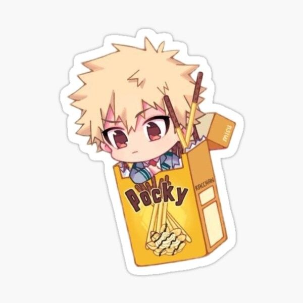 My Hero Academia Bakugo Pocky Box Anime Sticker - Cute Chibi Katsuki Vinyl Decal for Laptop, Water Bottle, Journal, and Phone Case