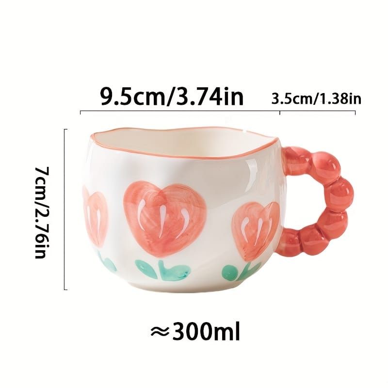 Hand-painted Heart Ceramic handmade cup (Love Cloud Mug