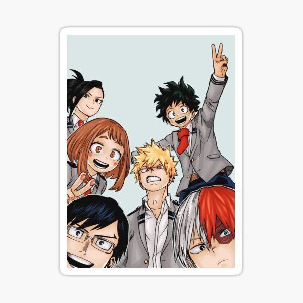My Hero Academia Main Characters Group Anime Sticker - Cute Class 1-A Vinyl Decal for Laptop, Water Bottle, Journal, and Phone Case