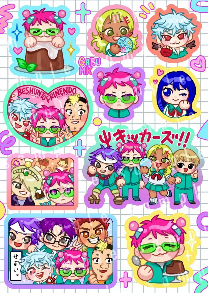 The Disastrous Life of Saiki K. Stickers Pack, Cute Kusuo Saiki and Friends Chibi Characters, Anime Aesthetic Theme Stickers for Journaling, Scrapbooking, Water Bottles, Laptop, and Planner Decals