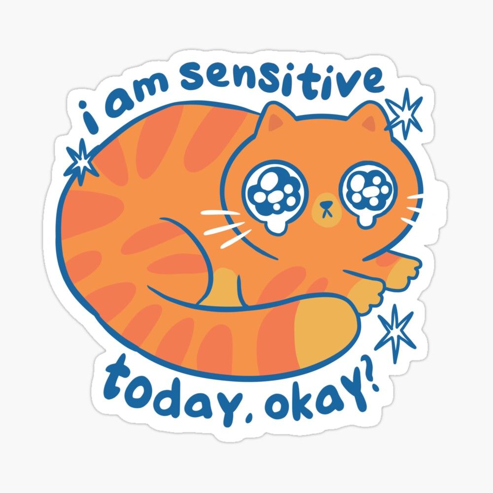 "I Am Sensitive Today Okay" Funny Orange Cat Vinyl Sticker - Cute Crying Ginger Kitten Decal for Kindle, Laptop, Water Bottle & Journal - Relatable Mental Health Gift for Cat Lovers & Friends