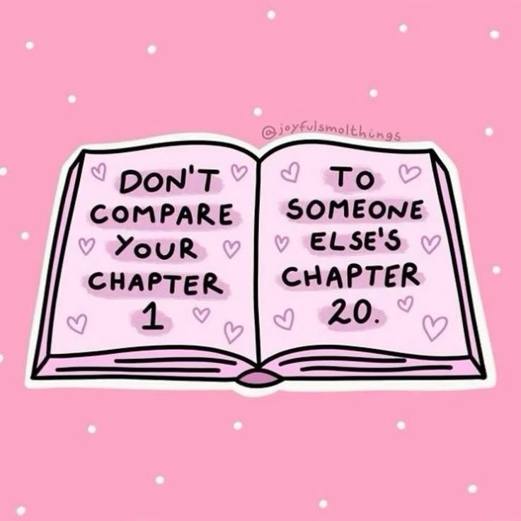 "Don't Compare Your Chapter 1 to Someone Else's Chapter 20" Vinyl Sticker - Cute Pink Open Book Aesthetic Decal for Kindle, Laptop, Water Bottle & Journal - Inspirational Self Care Gift for Readers & Women