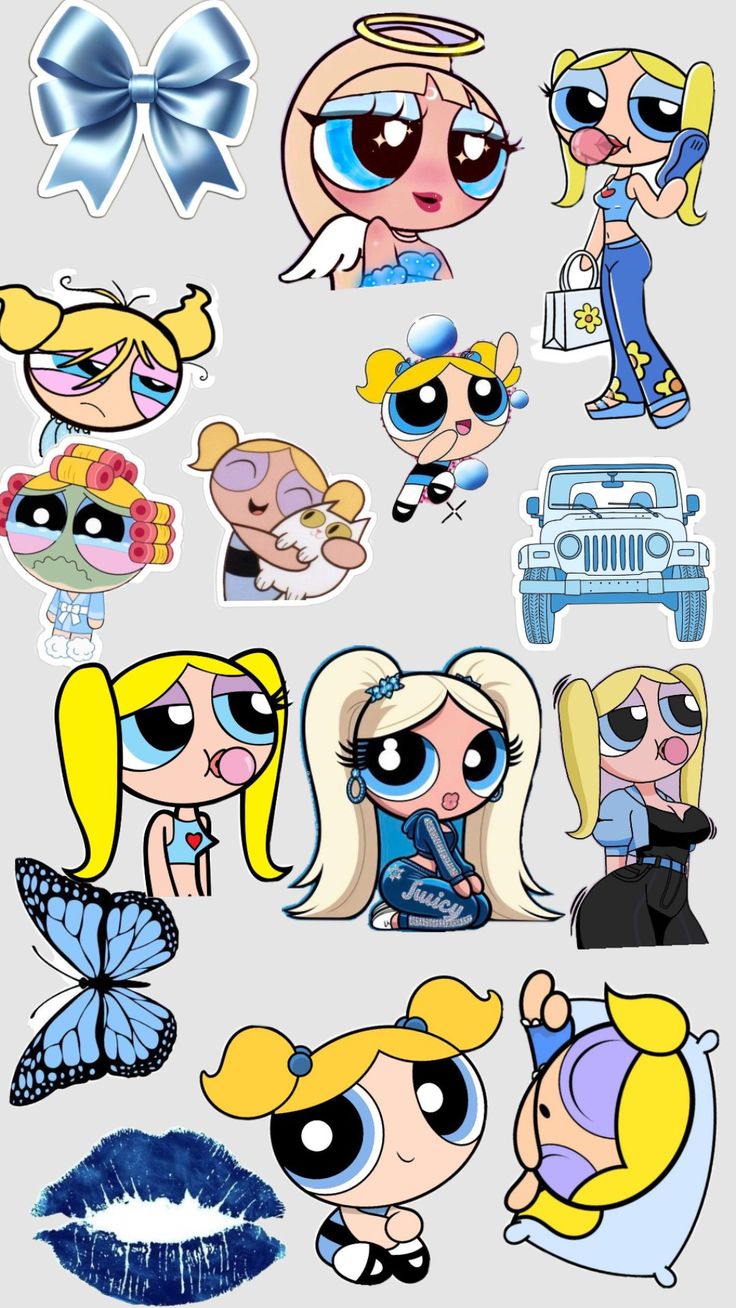 Stickers The Powerpuff Girls Cute Cartoon Vinyl Decals for Water Bottles Laptops, Waterproof Aesthetic Stickers Pack for Teens and Girls 1
