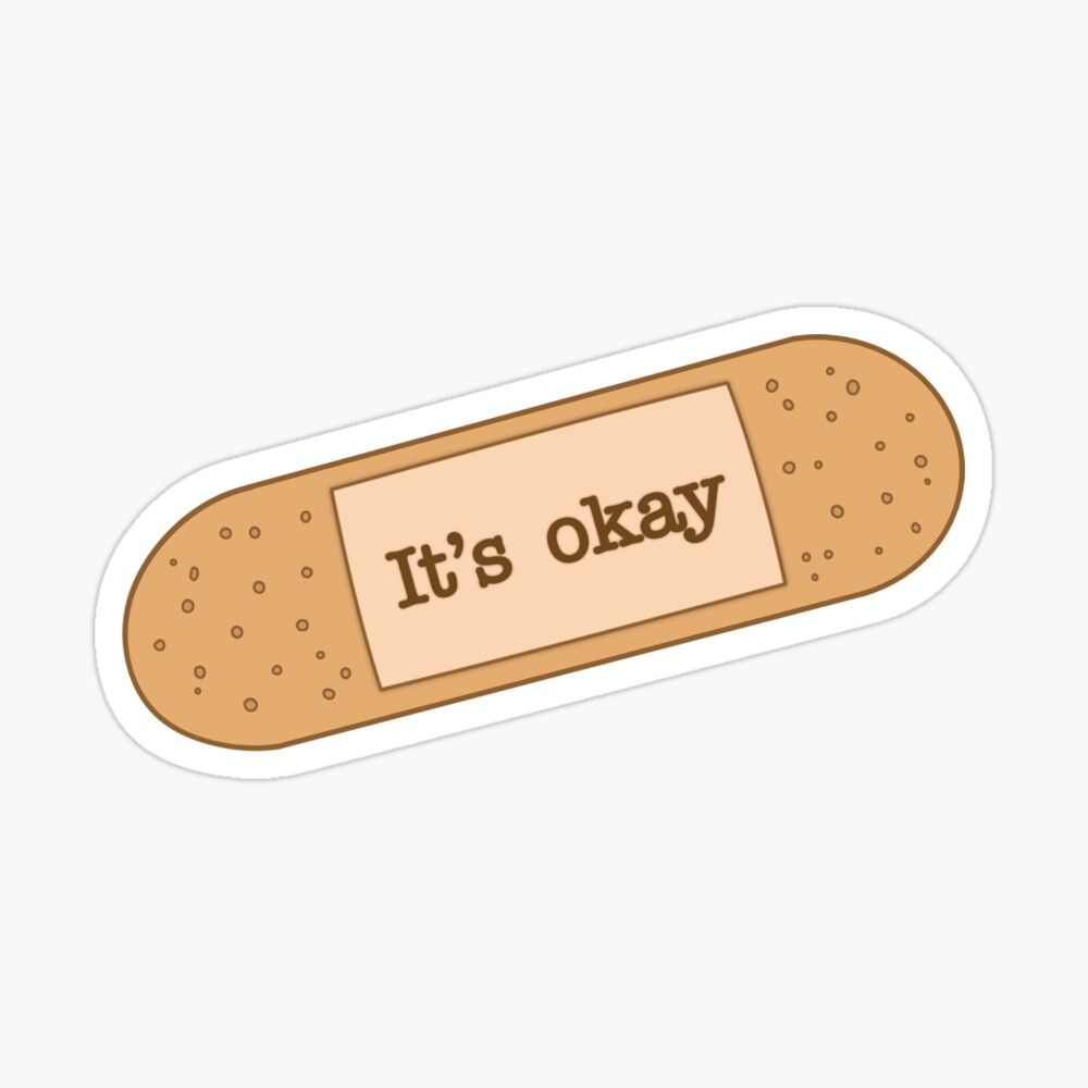 It's Okay" Bandage Vinyl Sticker – Cute Mental Health Aesthetic Decal for Laptop, Water Bottle, Journal, Phone Case – Waterproof Emotional Support Bandaid Sticker