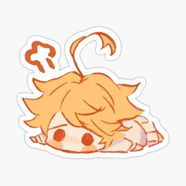 Cute Chibi Anime Girl Exhausted Vinyl Sticker, Kawaii Tired Orange Hair Character Decal for Laptop and Water Bottle