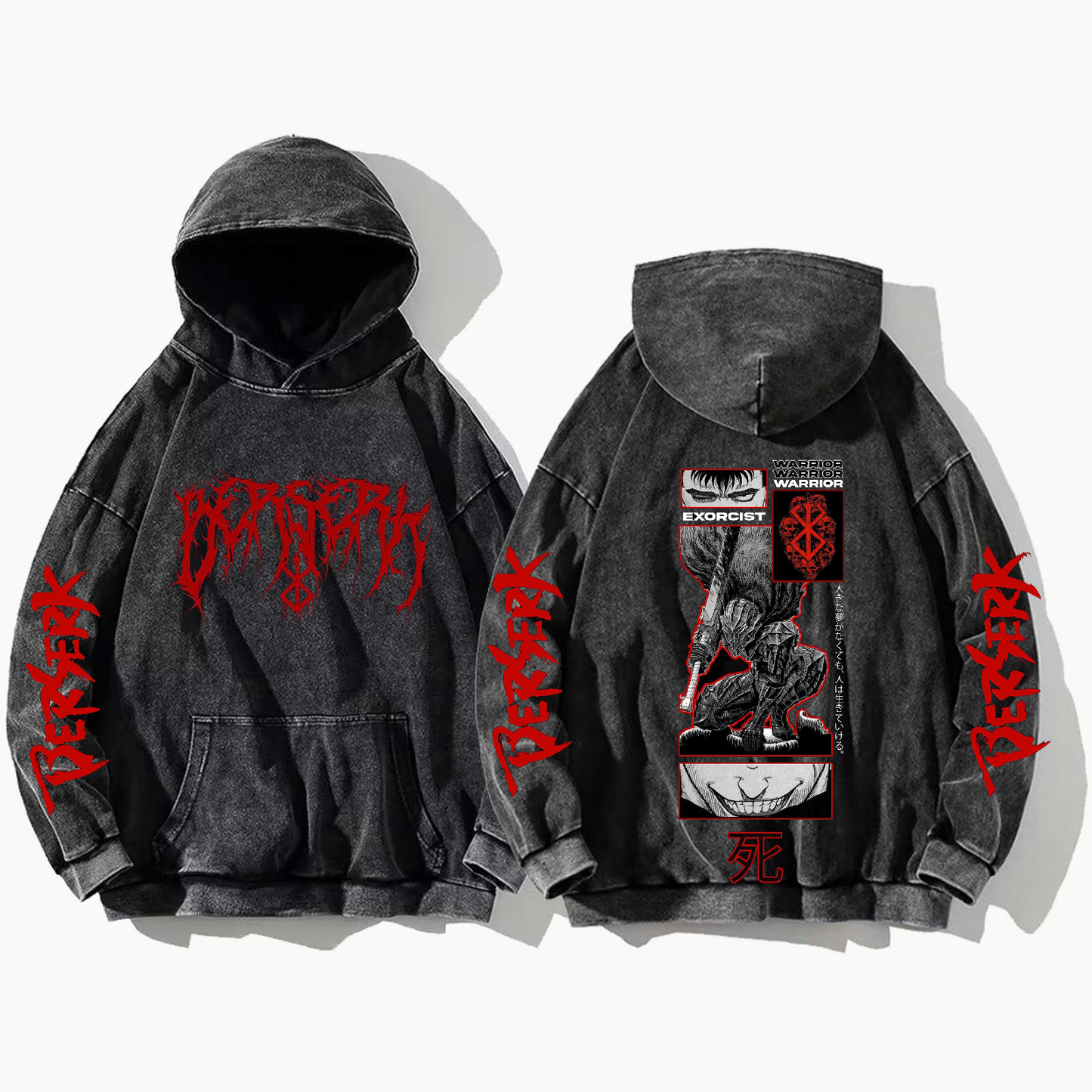 Berserk One Size hoodie Washed Back 6