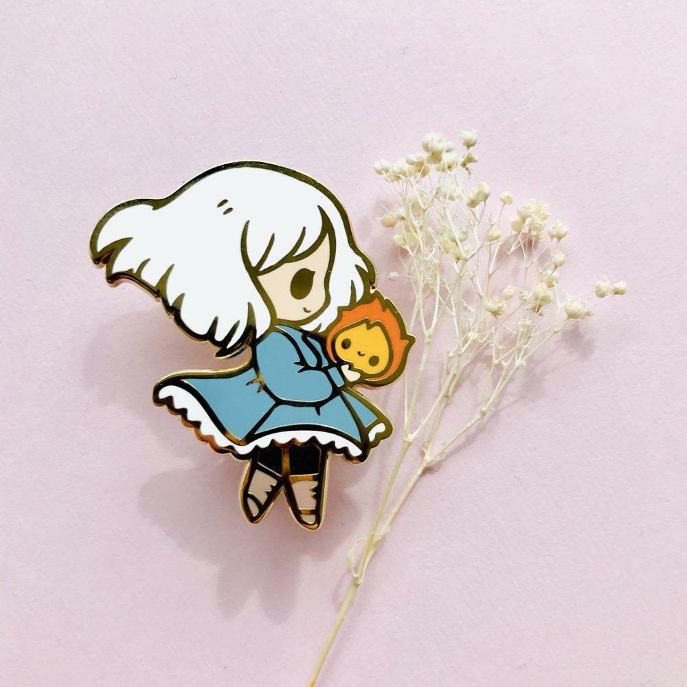 pins Howl's Moving Castle Sophie Calcifer Anime Ghibli
