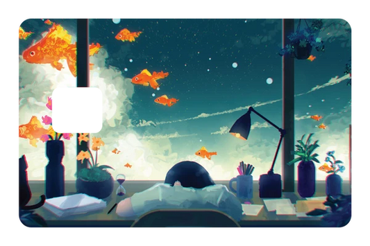 anime Cyberpunk Downtown credit debit card skin