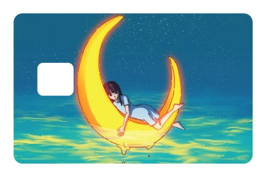 anime Girl on the Moon credit debit card skin