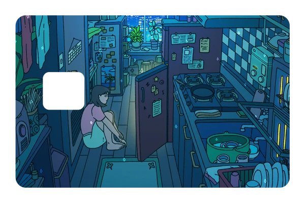 anime Blue Kitchen credit debit card skin