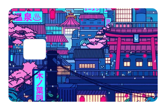 anime Cyberpunk Village credit debit card skin