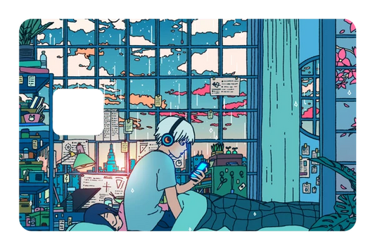 anime Rainy Morning credit debit card skin