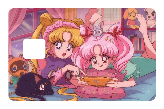 anime Sleepover Playing Games credit debit card skin