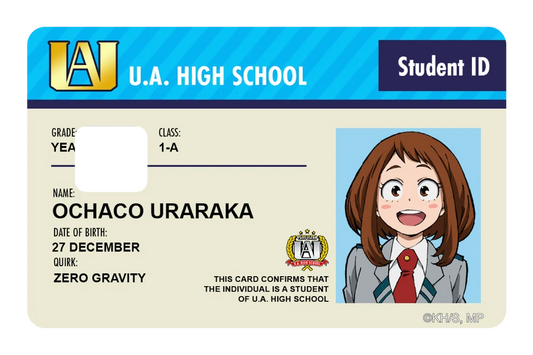 anime Student ID - Ochaco Uraraka credit debit card skin
