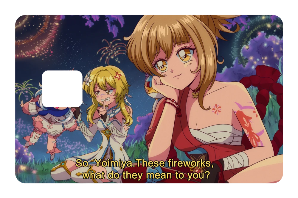 anime Yoimiya - Fireworks are forever credit debit card skin