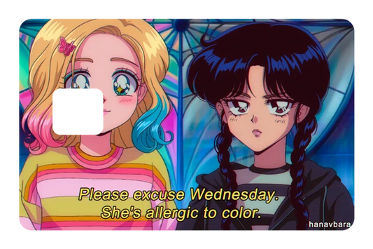 anime Wednesday and Enid credit debit card skin