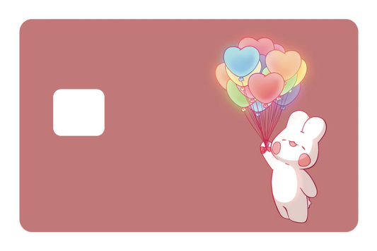 anime Rainbow Balloon Bunny credit debit card skin