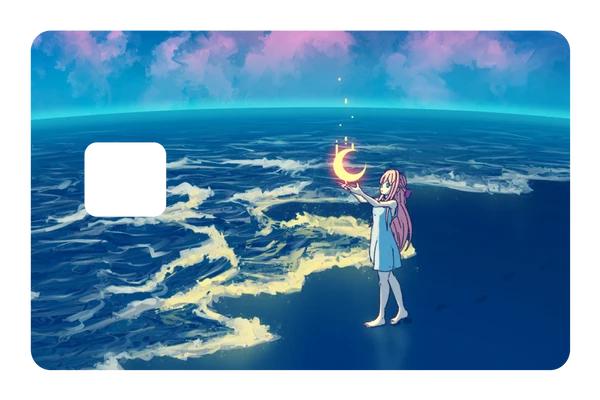 anime Catching the moon credit debit card skin