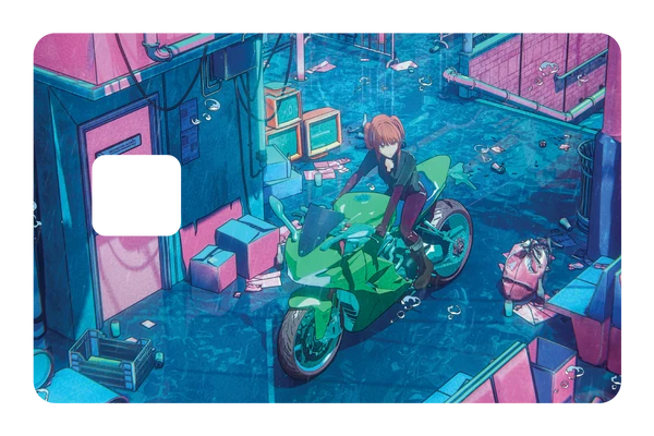anime Cyber Girl credit debit card skin