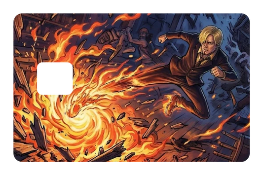 anime Sanji Fire Kick Impact credit debit card skin