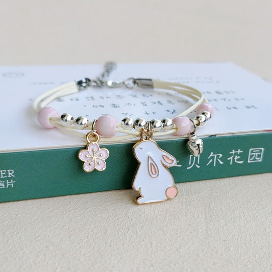Kawaii Charm Bracelet – Bunny, Flower,