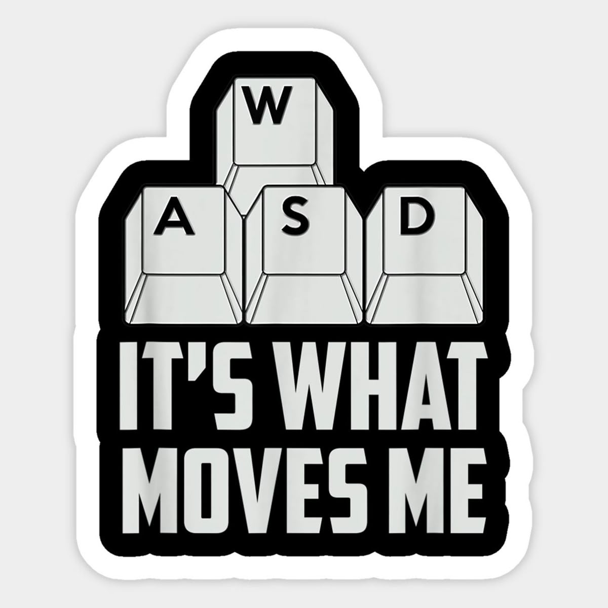 WASD It's What Moves Me" Gamer Quote Aesthetic Sticker, Cute PC Gaming Keyboard Typography Decal for Laptop, Water Bottles, Journaling, Scrapbooking, and Planners