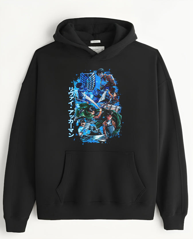 Anime Attack on titan shingeki no kyojin eren levi mikasa Aot black Oversize  HOODIE 1