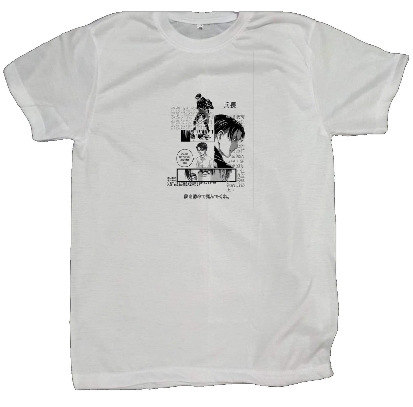 Anime Attack on titan shingeki no kyojin eren levi mikasa  Aot white fit t- shirt 10